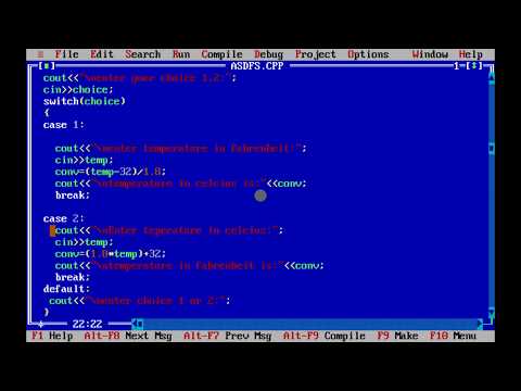 //program to convert fahrenheit temp to celsius and vice versa using switch statement