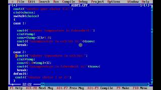 //program to convert fahrenheit temp to celsius and vice versa using switch statement