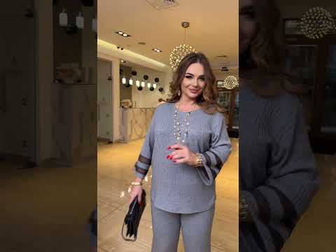 Жіночий брючний костюм ангора-рубчик на трикотажній основі великі розміри, видео 2