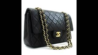 CHANEL Classic Double Flap 10' Chain Shoulder Bag Black Lambskin am3