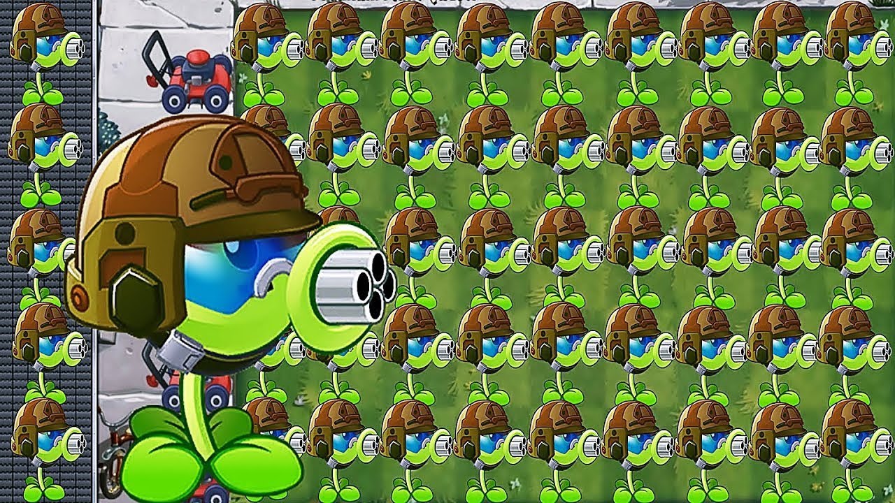 PvZ 2 Gameplay - 999 Gatling Pea Vs All Zombots & Zombies - YouTube