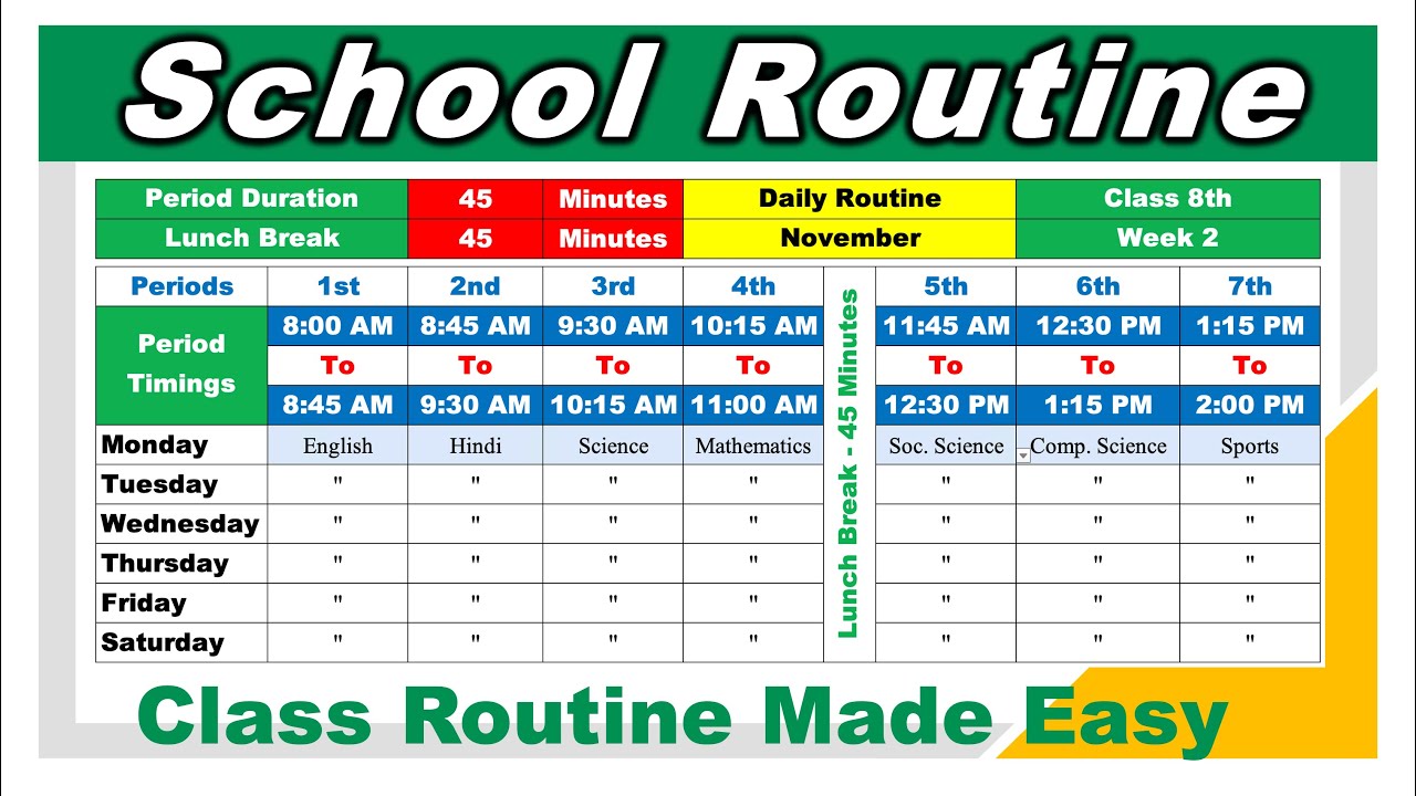 How To Create School Class Routine in Excel