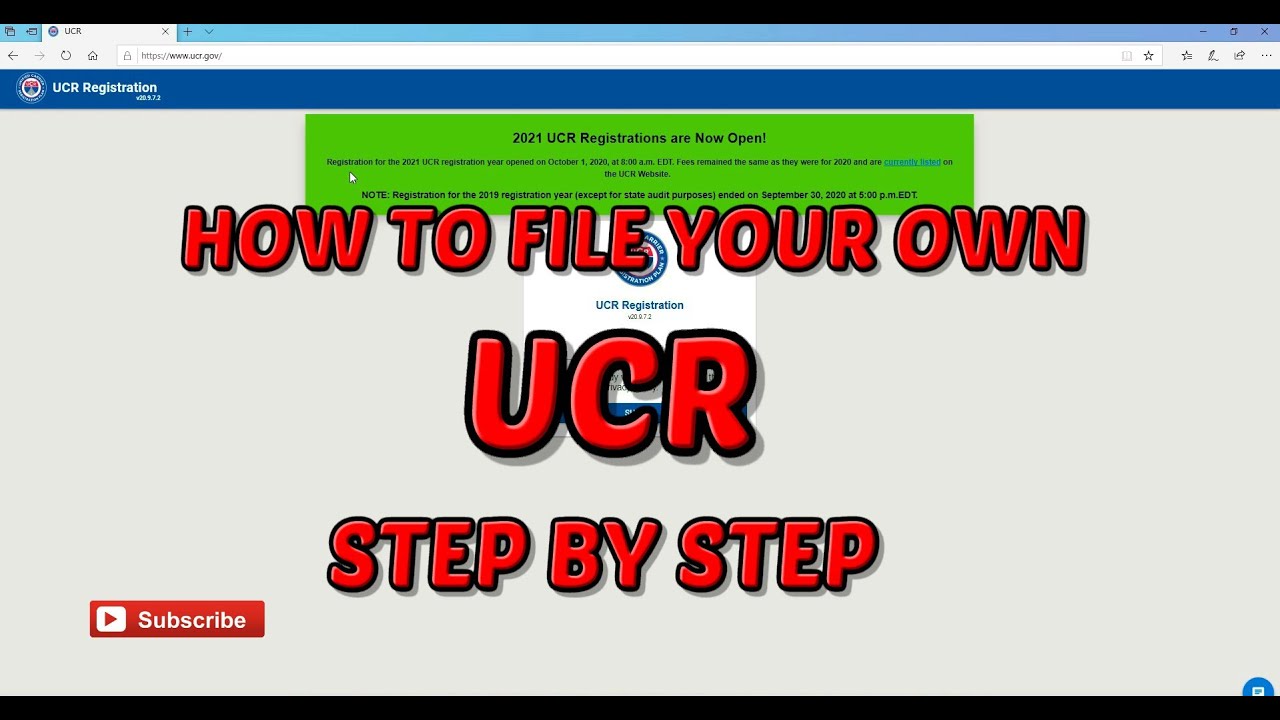 Ucr Is Now Open. How To File And Pay Your Own Ucr. Step By Step Instructions.