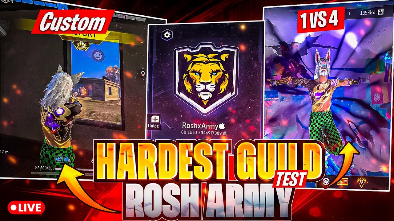 🔴 [LIVE] ROSH ARMY 💜 HARDEST GUILD TEST 🔥 - Garena Free Fire 
