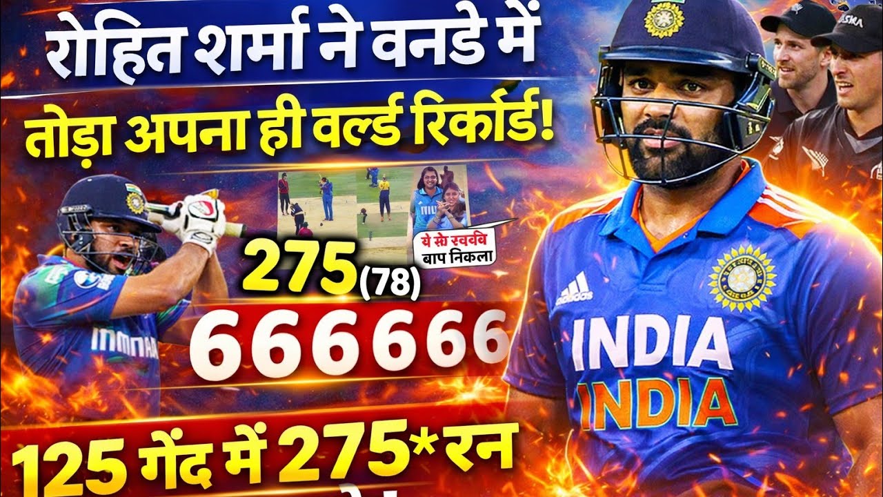 IND vs NZ - Rohit Sharma ने वनडे में तोड़ा अपना ही वर्ल्ड रिकॉर्ड 😱 | 275 Runs in 125 Balls
