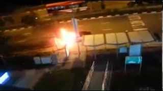 SMRT taxi catches fire outside JCube shopping mall