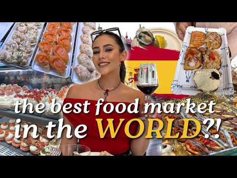 Video thumbnail: MADRID FOOD MARKET 🇪🇸 Everything I ate at Mercado de San Miguel in Spain!