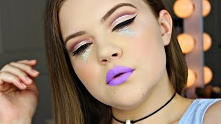 Purple Cut Crease and Glitter Tears Makeup Tutorial | Madison Lee