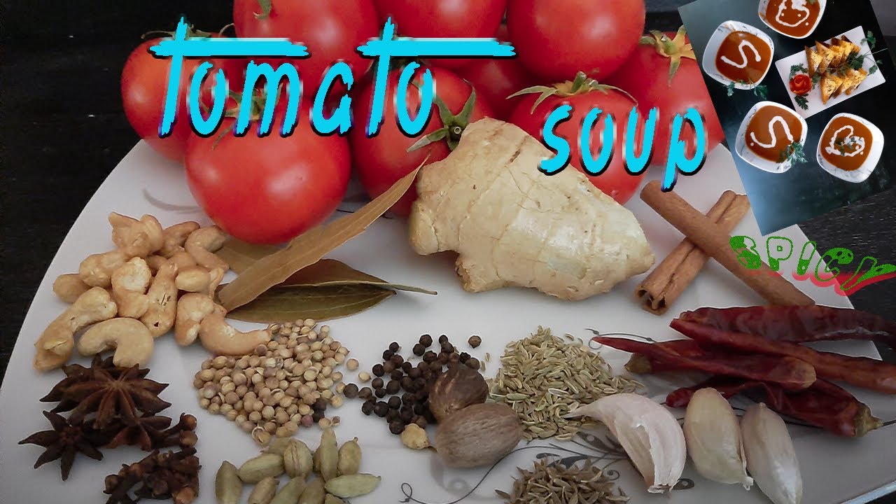 tomato soup .organic  cream . cashews .spisy recipe