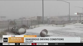 Hazardous driving conditions through the Cajon Pass