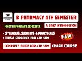 B Pharmacy 4th semester | Introduction | Syllabus | Subjects | Tips | Strategy | Carewell Pharma