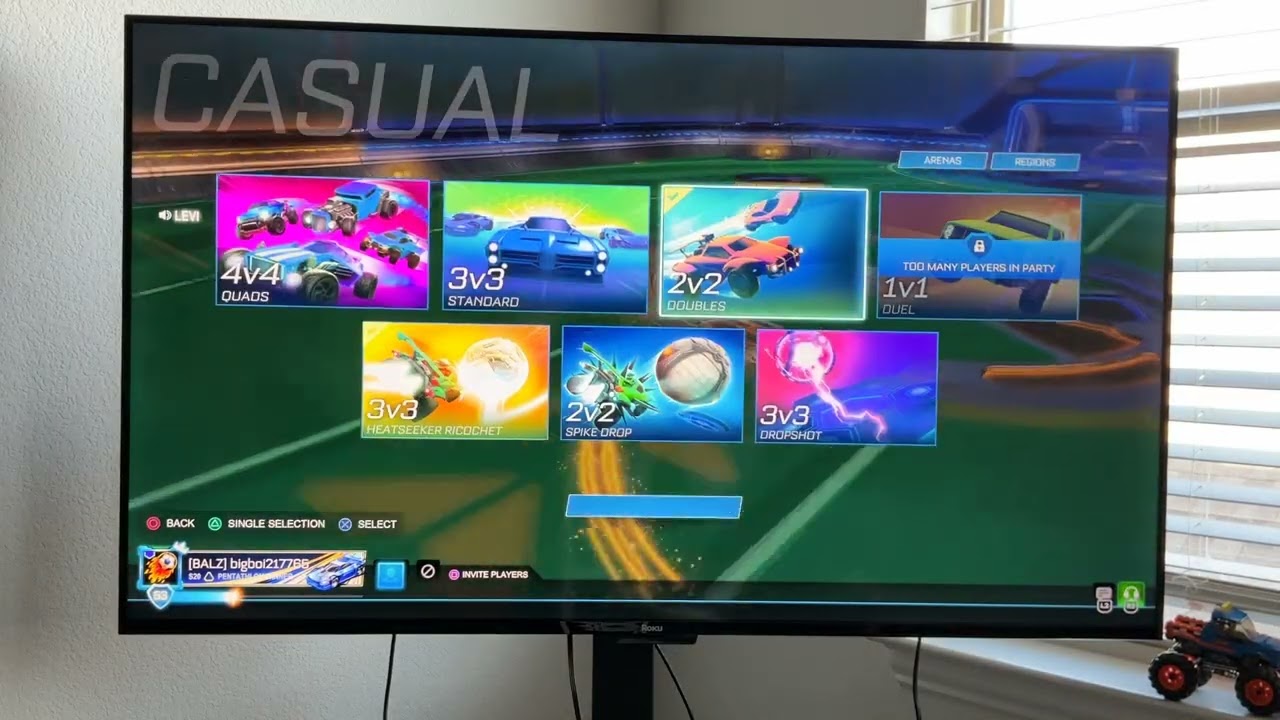 Playing rocket league with my best friend