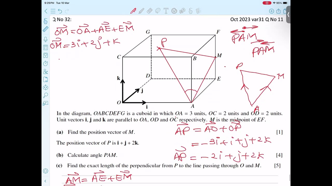 Oct 2023 Var 31 Q No 11 Topic A Level Vectors