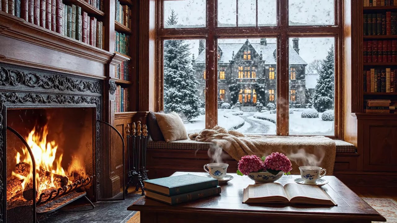 You’ll Stay Longer ❄️ Cozy Winter Piano Jazz LIVE with Fireplace Coffee Shop Ambience