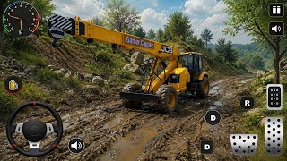 🚧 Real JCB Crane Offroad Driving Extreme Mud Mountain Road Challenge Gameplay 🎮 screenshot 2