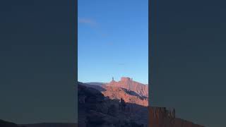 The Moon Over Fisher Mesa With The Fisher Towers In Castle Valley Near Moab In Utah