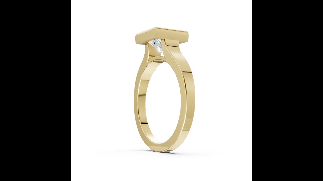 Princess Cut Bezel Solitaire Lab Diamond Wedding Ring