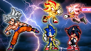 Goku MUI OP VS Sonic Chaos OP & Shadow OP & Sonic.exe Op & Black SOnic OP in Jump Force Mugen