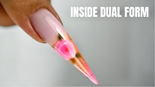 Frozen Rose Nails Using Dual Forms | Encapsulated Gel Nail Art