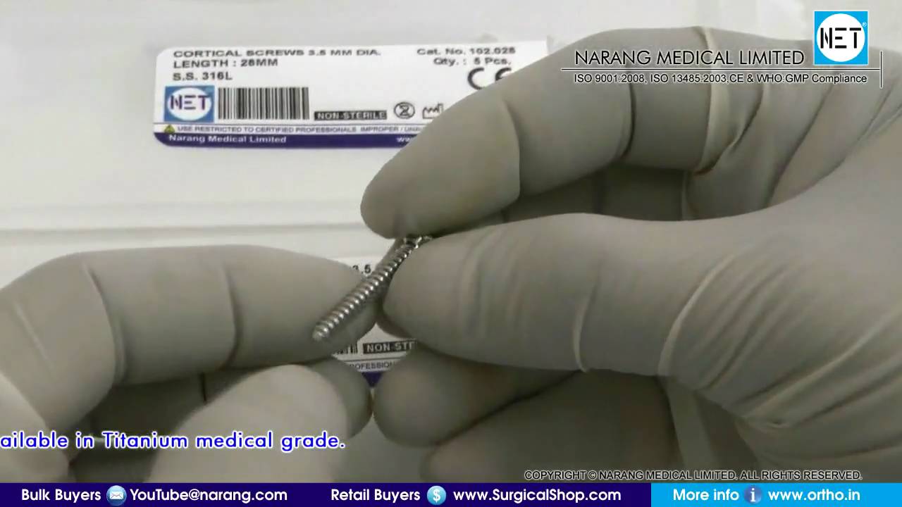 Cortex Screw Ø 3.5mm, Stainless Steel. Item Code: 102.010 to 102.050