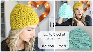 Written instructions and size chart: http://bit.ly/beginnerbeanie more
crochet tutorials: https://melaniekham.com/tutorials/ learn how to a
beanie wi...