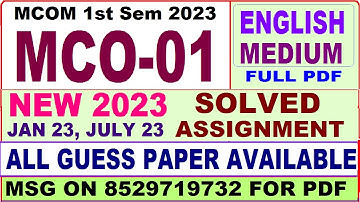 mco 01 solved assignment 2023 / mco 1 solved assignment 2022-23 English / mcom 1st sem 2023