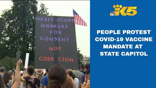 Health care, state workers protest COVID-19 vaccine mandate in Olympia