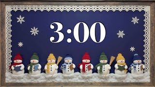 3 Minute Winter Classroom Timer ❄️ Cheerful Snowmen & Acoustic Music (No Lyrics) for Focus & Study