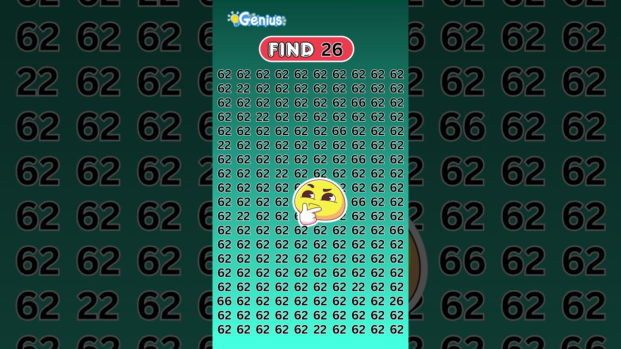 😫 99% FAIL 😵 Can You Spot the number 26 #findthedifference #findtheoddnumberout #shorts #brainteaser