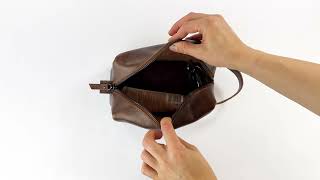 Modica Partenon - Gerçek Deri Fermuarlı El Çantası - Tıraş Takımı Çantası - Seyahat Makyaj Çantası