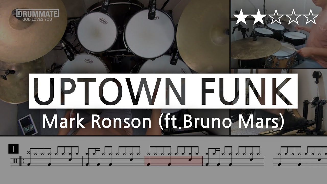 Lv04 Uptown Funk   Mark Ronson ftBruno Mars Pop Drum Cover Score SheetLessons