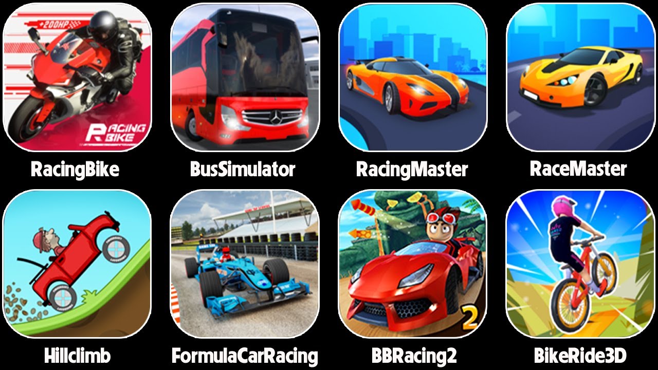 Race Master 3D,Bus Simulator,BB Racing 2,Bike Ride 3D,Racing Bike,Hill Climb,Formular Car Racing