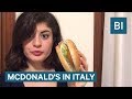 All the food you can only find at a mcdonalds in italy