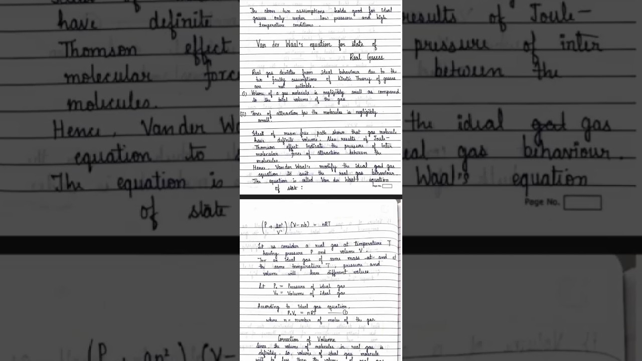 Van der Waal's Equation for state of Real Gases part 5| Kinetic theory of real gases 