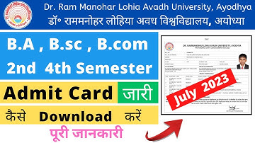Rmlau BA Bsc Bcom 2nd 4th Semester Admit Card 2023 | BA Bsc Bcom admit card download 2023 | rmlau