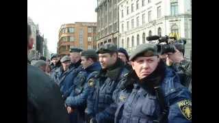 16.03.2005.Procession of Latvian Waffen SS legion in Riga. Arrest of anti-fascists.