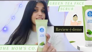 The Mom's Co. Green Tea Face Scrub Review+ Demo✨skincare #facescrub #blackheadremoval #shallyreviews