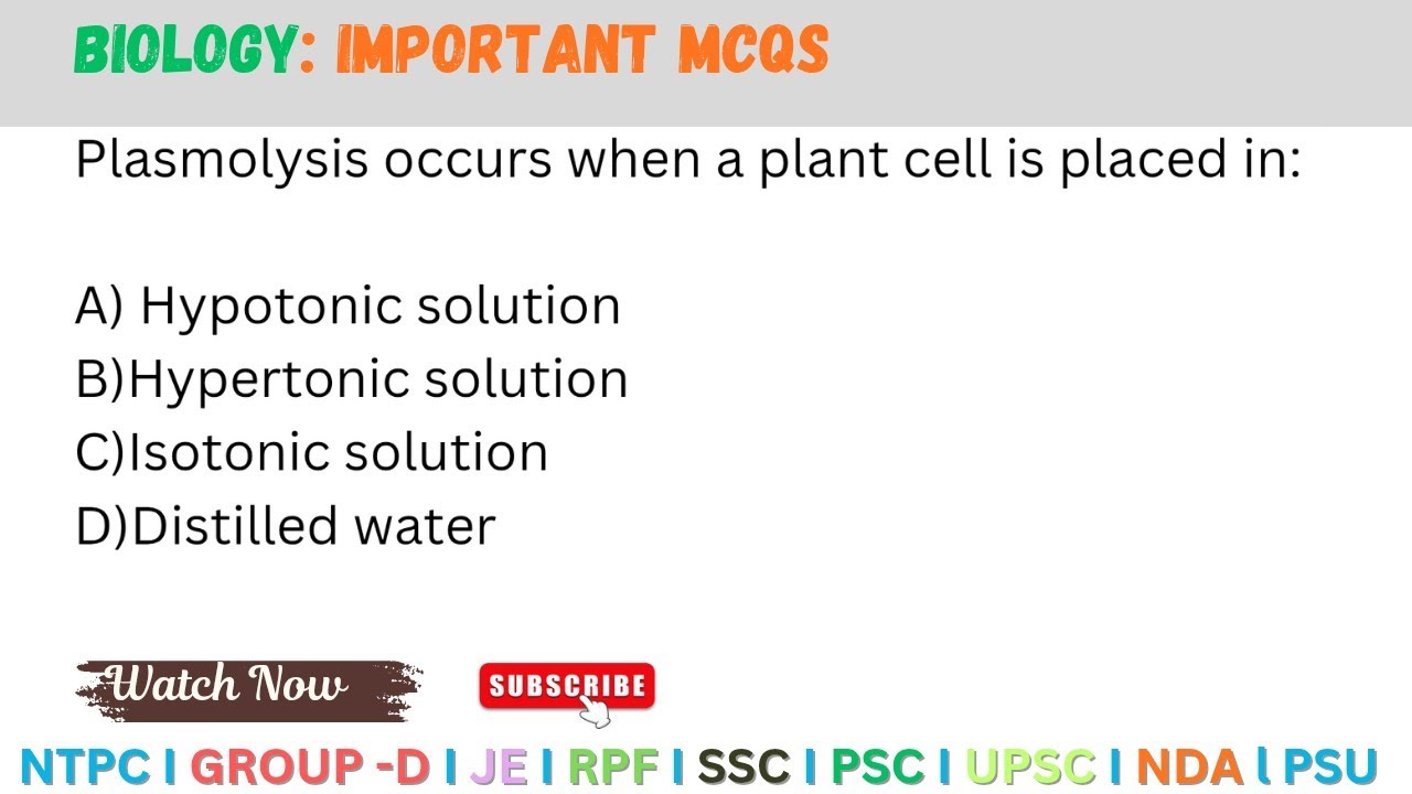 BIOLOGY I IMPORTANT MCQ I RRB I SSC I PSC I UPSC I PSU 