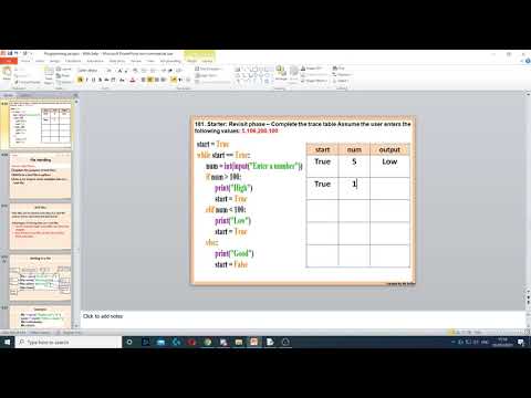 Task 181 - While loop trace table starter