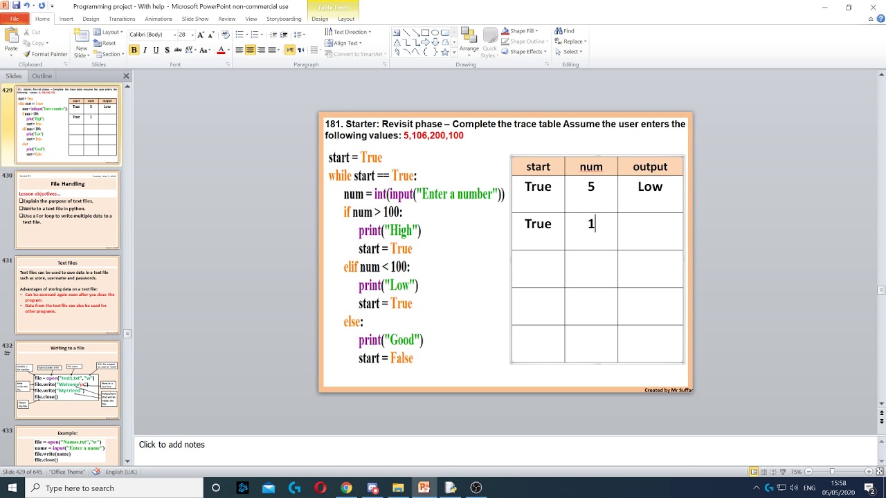 Task 181 - While loop trace table starter - YouTube