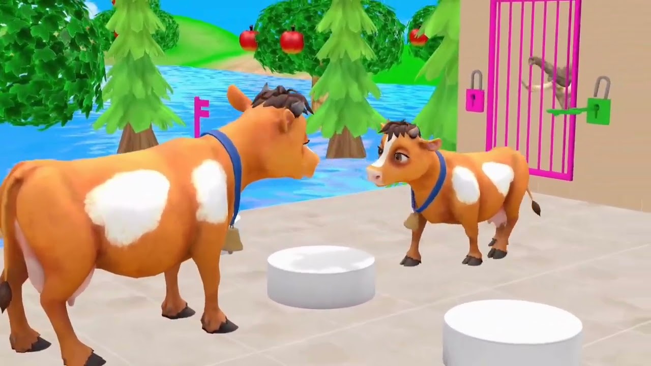 Long Slide Game With Elephant Gorilla Buffalo Hippopotamus Tiger - 3d Animal Game - Funny 3d Animals