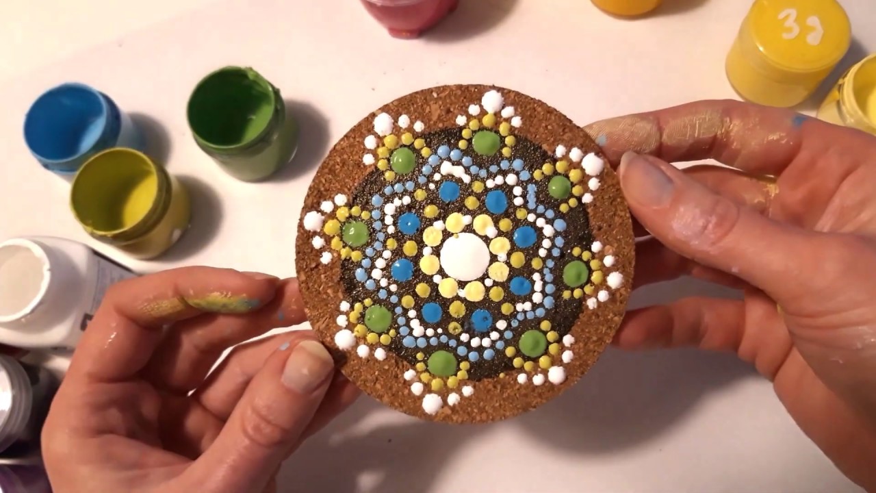 DIY I Dot-Painting I Happy Mandala Flow I intuitives Malen I Korkuntersetzer