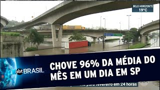 Chove 96% da média prevista para fevereiro em apenas 24 horas em SP | SBT Brasil (10/02/20) screenshot 5