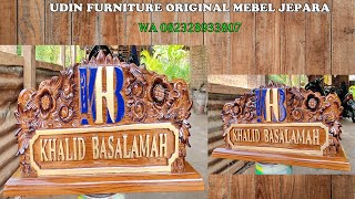 Papan Nama Meja Ustadz Khalid Basalamah Kayu Jati Minimalis Furniture Jepara