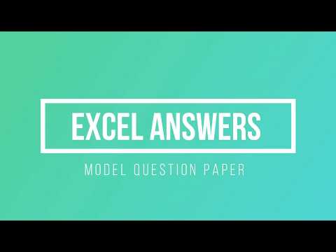Model Paper Answers Question 2 Excel