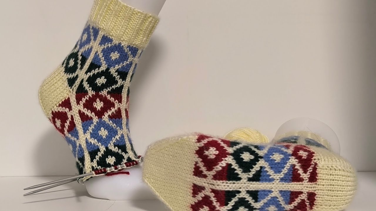 Beşşiş Çorap🍀Kilimdesenli Çorap🍀En Kolay 5 Şiş Çorap 