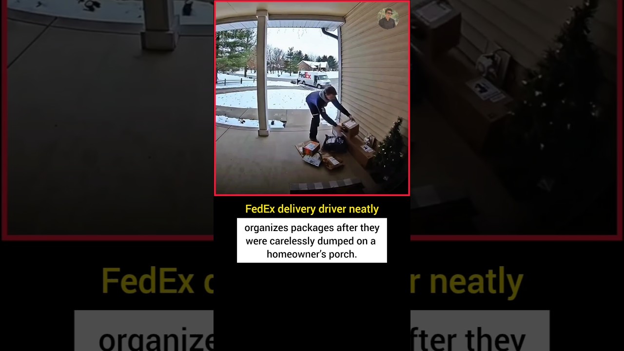 FedEx delivery driver neatly 