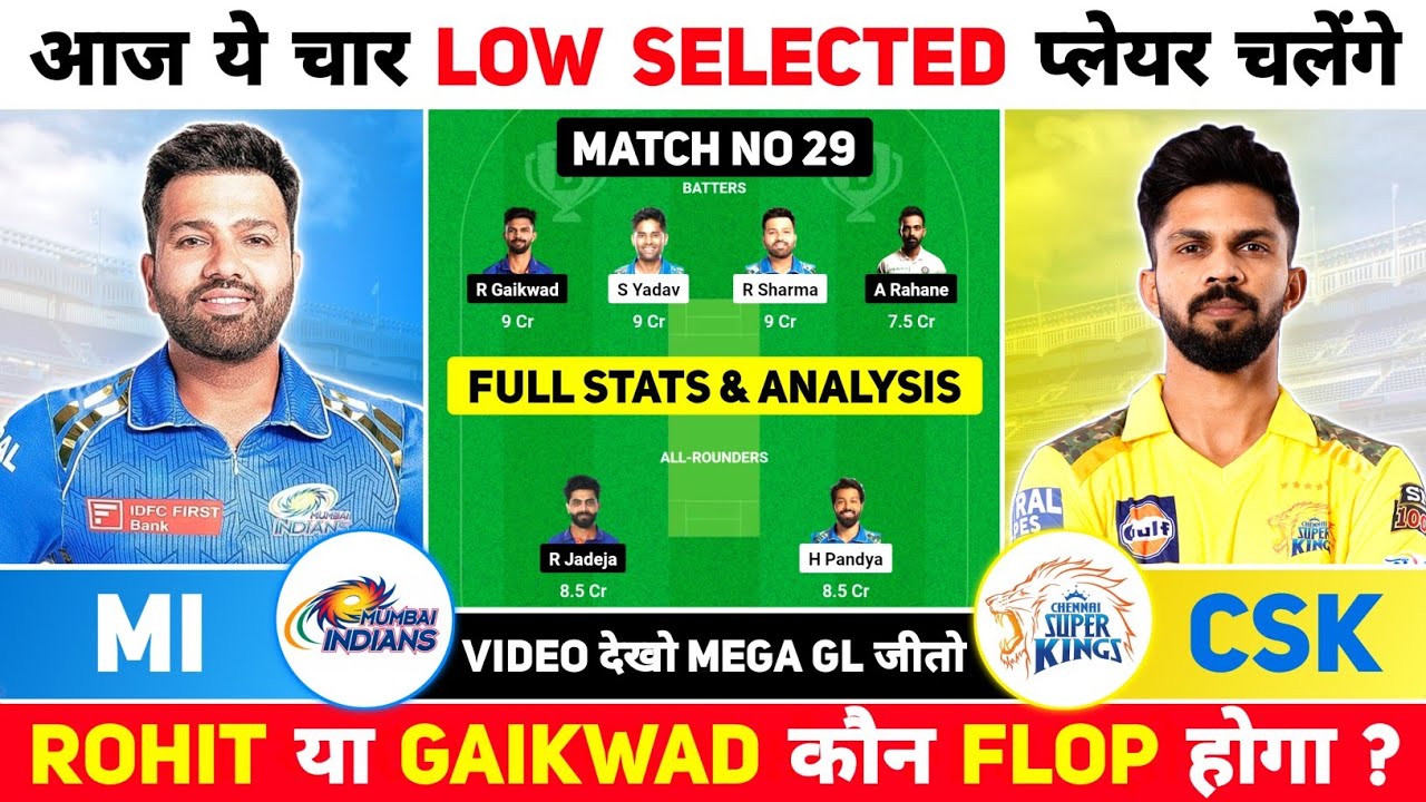 MI vs CSK Dream11 Prediction | MI vs CSK IPL Dream11 Team Prediction | MI vs CHE Dream11 Prediction