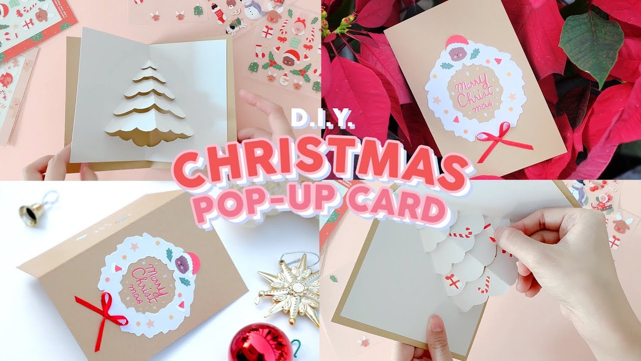 DIY Christmas pop up card - สอนทำการ์ดคริสต์มาสป๊อบอัพ | FAHFAHS