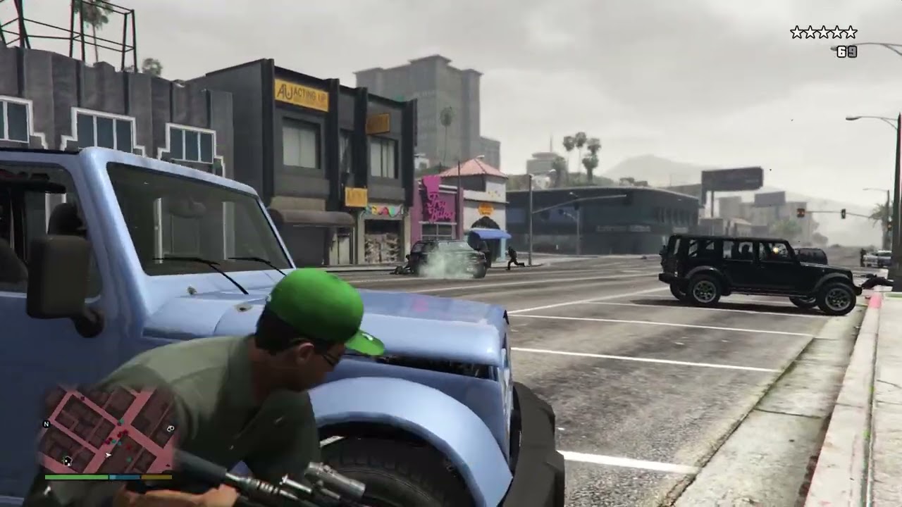 GTA V: Lamar Epic 5 Star Rampage + Escape